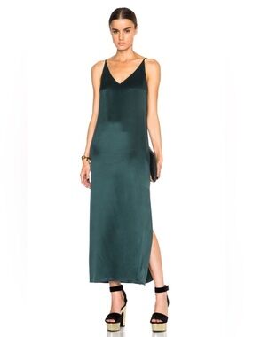 New Equipment Silk Slip Dress in Emerald (Scarab) XS